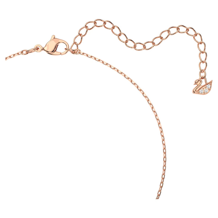 Necklace Intertwined circles, White, Rose gold-tone plated