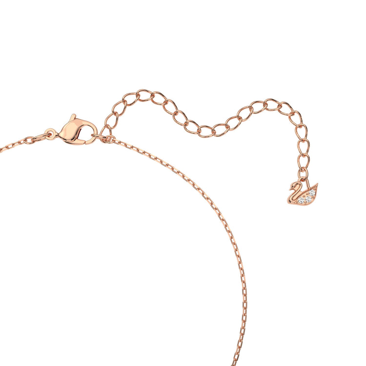 Necklace Swan, Pink, Rose gold-tone plated