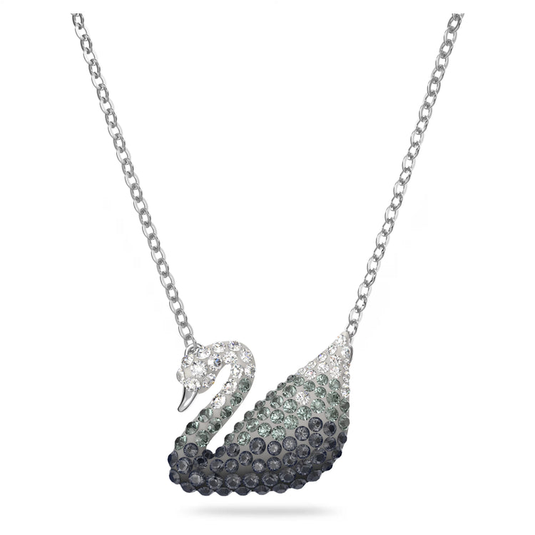 Necklace Swan, Gray, Rhodium plated