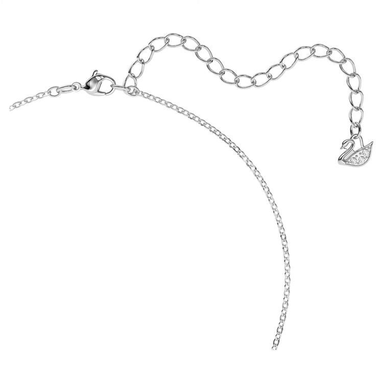 Necklace Swan, Gray, Rhodium plated