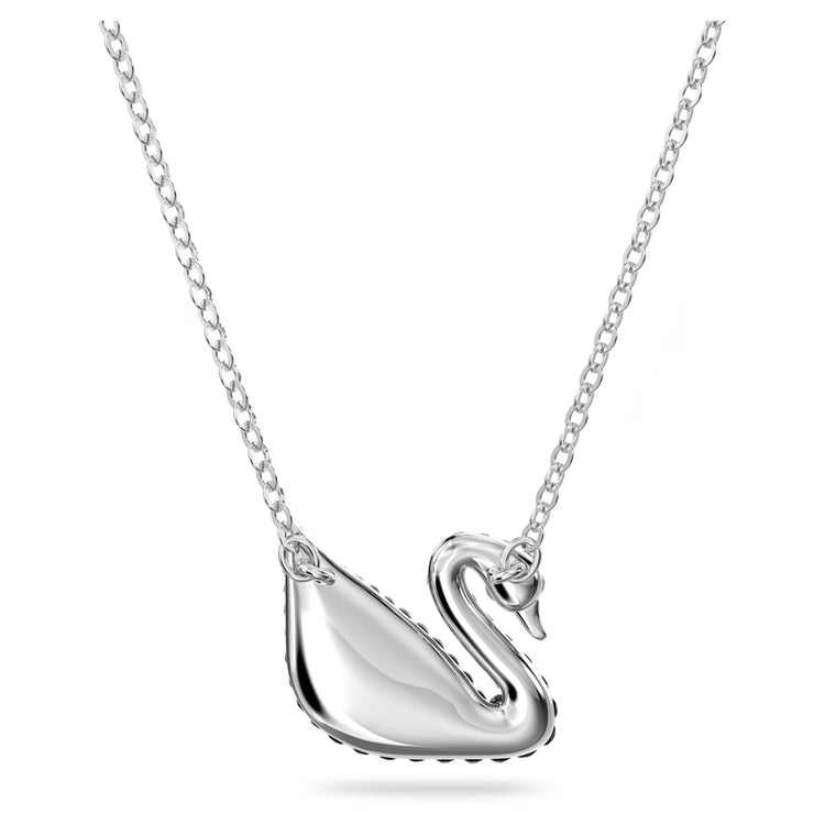 Necklace Swan, Gray, Rhodium plated