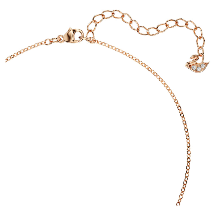 Necklace Flower, Pink, Rose gold-tone plated