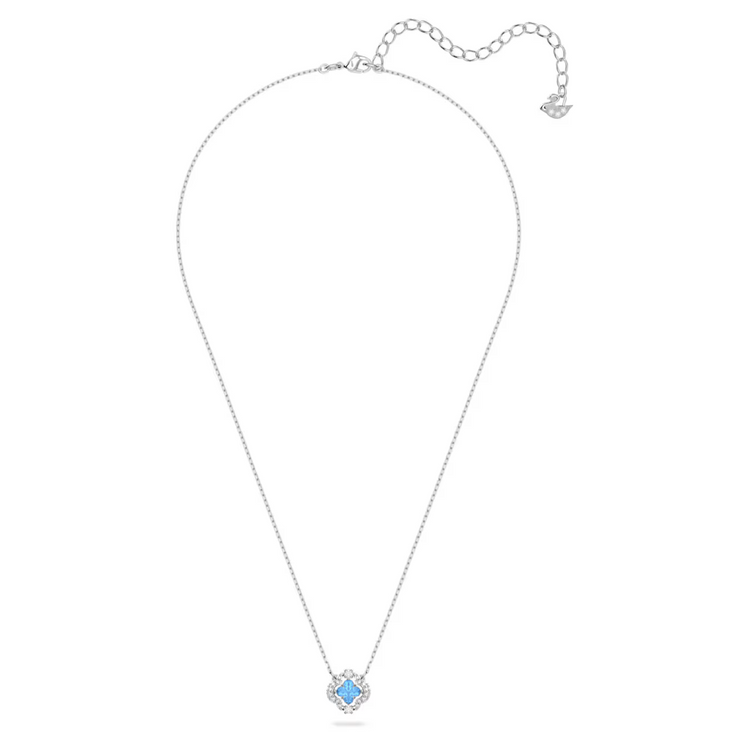 Una necklace Clover, Blue, Rhodium plated