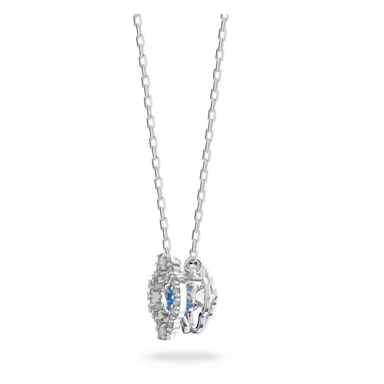 Una necklace Clover, Blue, Rhodium plated