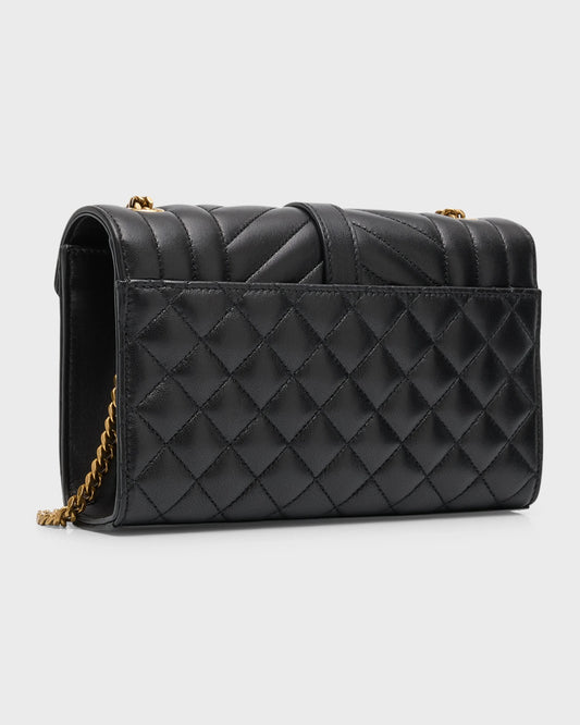 YSL Envelope Triquilt Small  Shoulder Bag in Smooth Leather