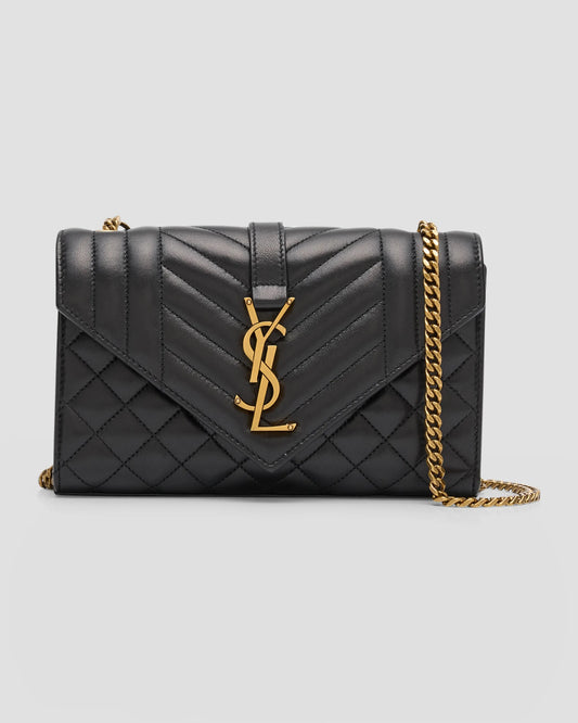 YSL Envelope Triquilt Small  Shoulder Bag in Smooth Leather