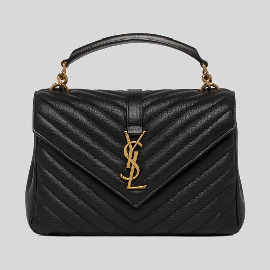 YSL College Medium Chain Bag In Quilted Leather Black