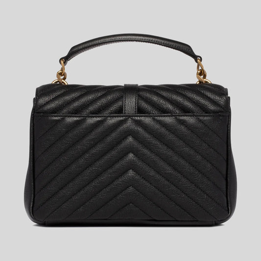 YSL College Medium Chain Bag In Quilted Leather Black