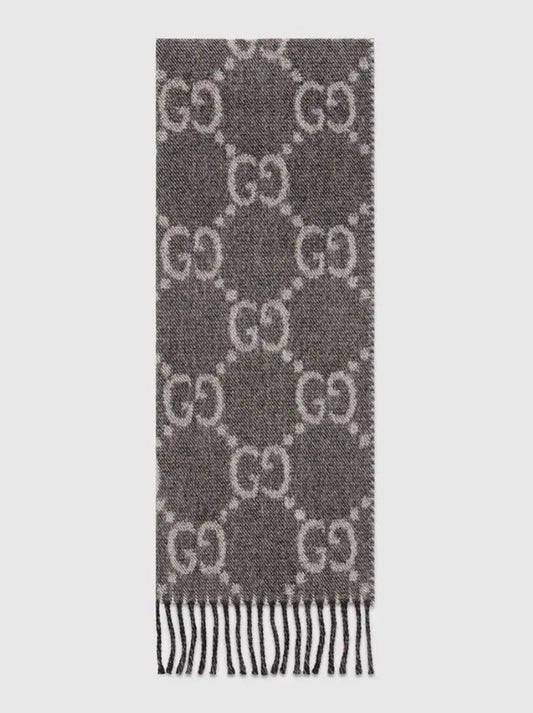 GG提花圖案針織羊毛圍巾