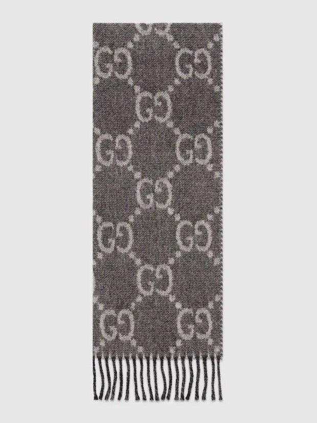 GG提花圖案針織羊毛圍巾