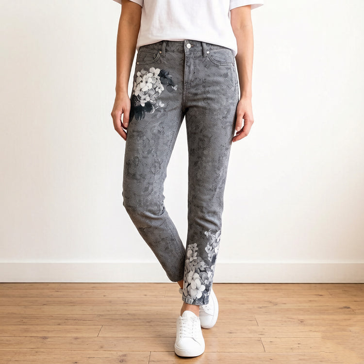 Flower Printed Jeans (71310857)
