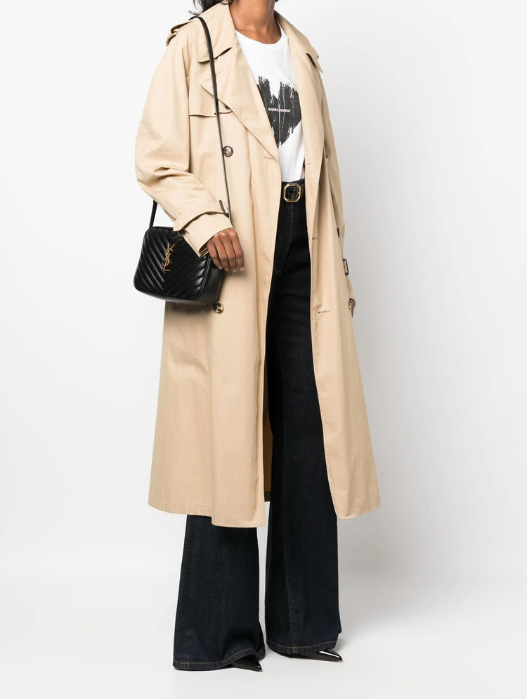 Lou Medium Ysl Camera Bag With Pocket In Quilted Leather In Black