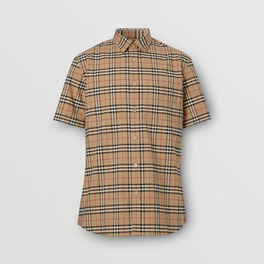 Small Scale Check Stretch Cotton Shirt