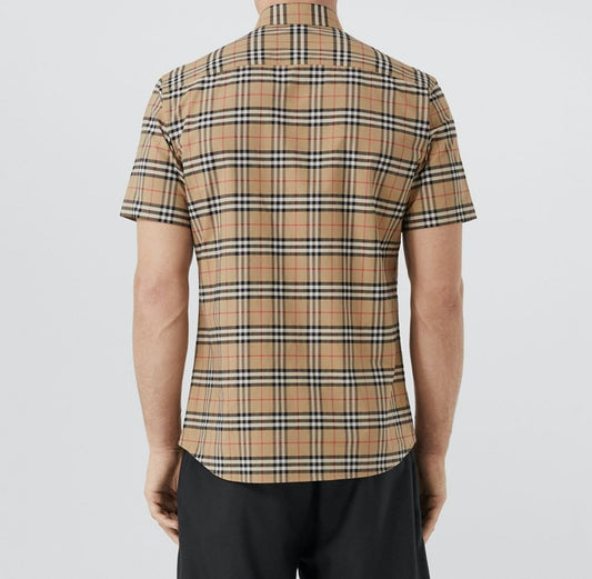 Small Scale Check Stretch Cotton Shirt