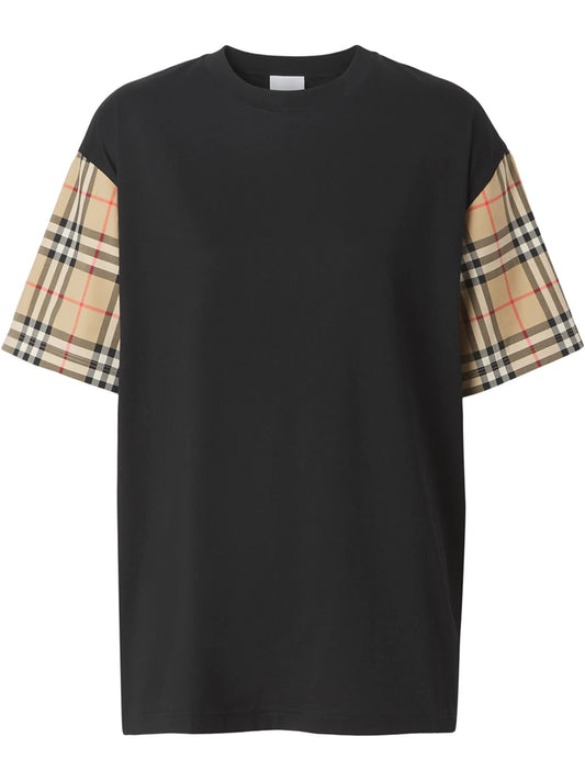 Burberry 格紋袖 T 卹 8043057A1189BLACK