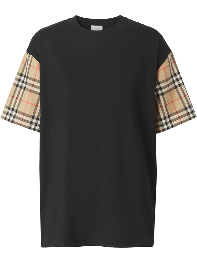 Burberry 格紋袖 T 卹 8043057A1189BLACK