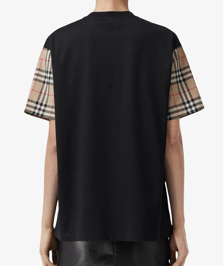 Burberry 格紋袖 T 卹 8043057A1189BLACK