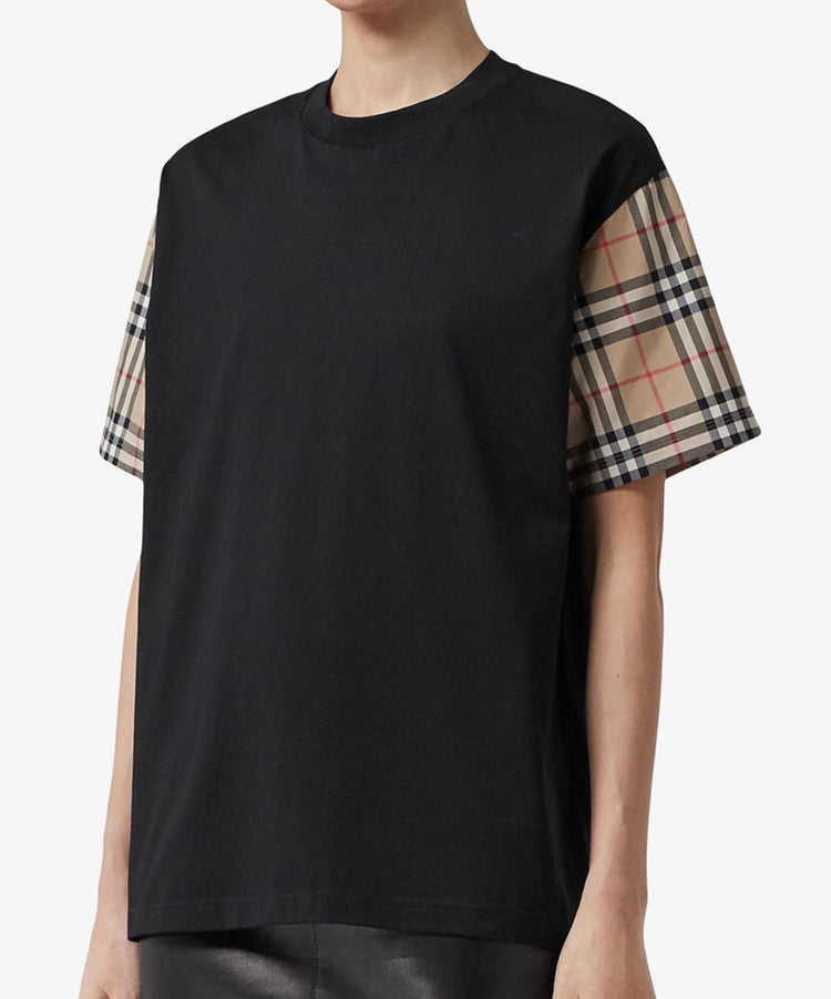 Burberry 格紋袖 T 卹 8043057A1189BLACK