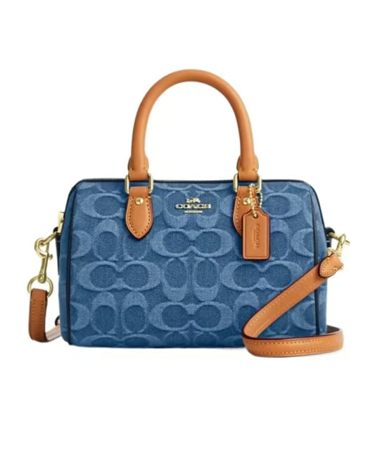 COACH Mini Rowan Crossbody Bag In Signature Denim （CDQ36）
