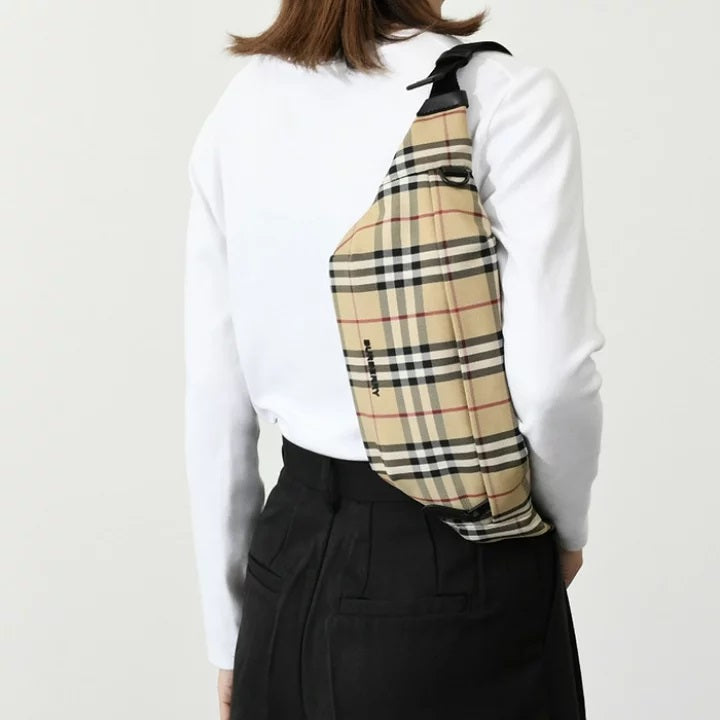 Burberry logo-patch checked belt bag