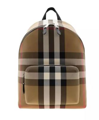 URBERRY Jeff Check Unisex Canvas Backpack Taupe Brown 80845501