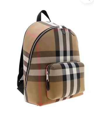 URBERRY Jeff Check Unisex Canvas Backpack Taupe Brown 80845501