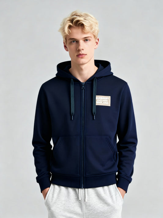 Logo Hoodie Zip Sweatshirt Navy