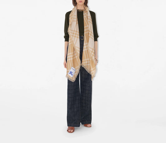 Wool-Silk Gradient Check Scarf (8112462)