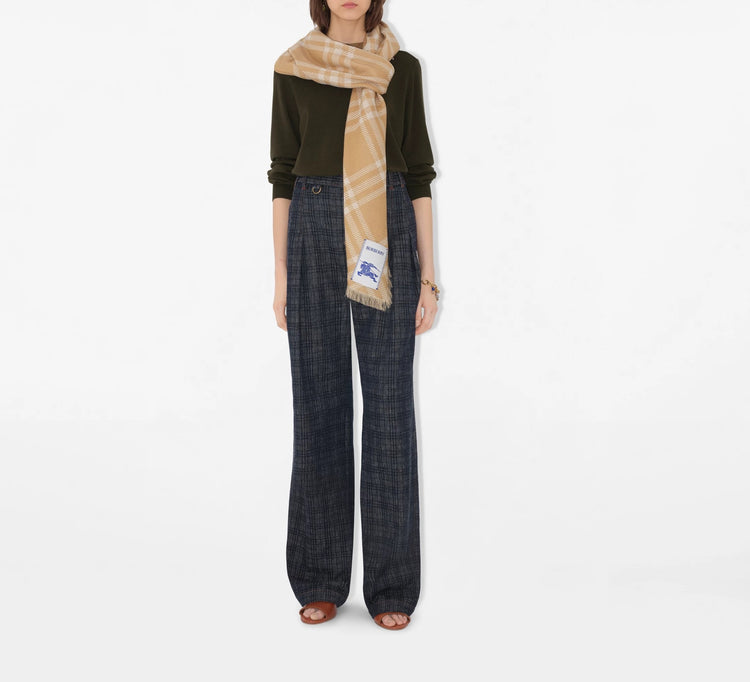 Wool-Silk Gradient Check Scarf (8112462)