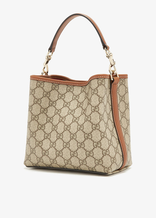 條紋縫線皮革手提包