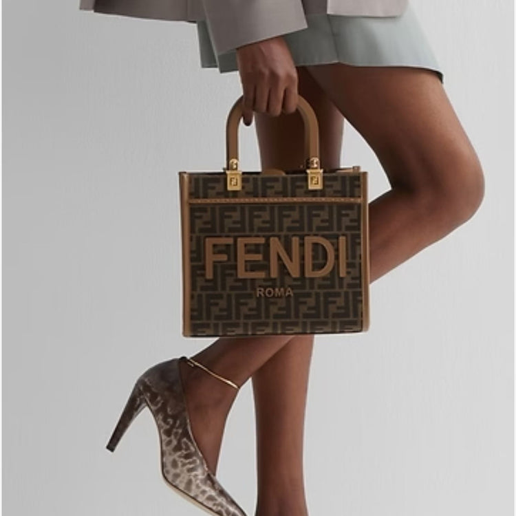 Sunshine Small FF Jacquard Fabric Shopper Bag