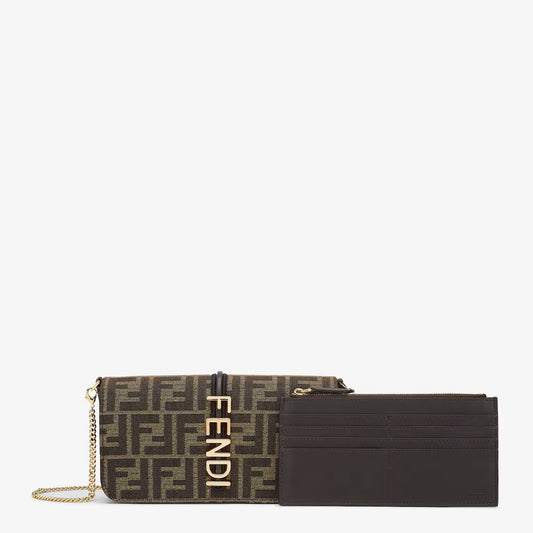 Brown FF Fabric Wallet On Chain