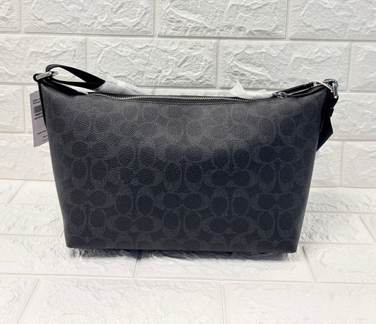 COACH - Coach Finn 25 Black Faux Leather All-Over Print Crossbody Bag CCG21