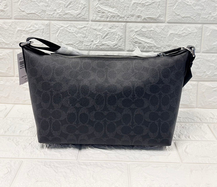 COACH - Coach Finn 25 Black Faux Leather All-Over Print Crossbody Bag CCG21