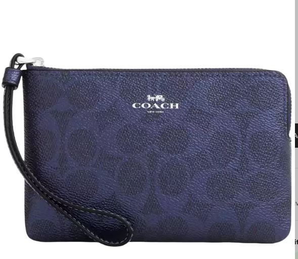 Coach Corner Zip Wristlet in Signature Canvas（CCK71）