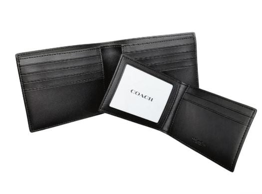 COACH Classic Monogram Full Print Iconic Leather Wallet Black Set(CW344)