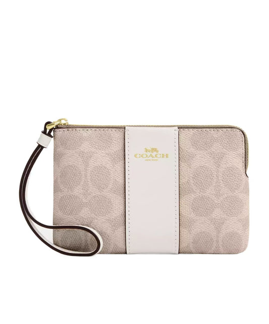 Coach - Corner Zip Wristlet In Signature Canvas (CW854)