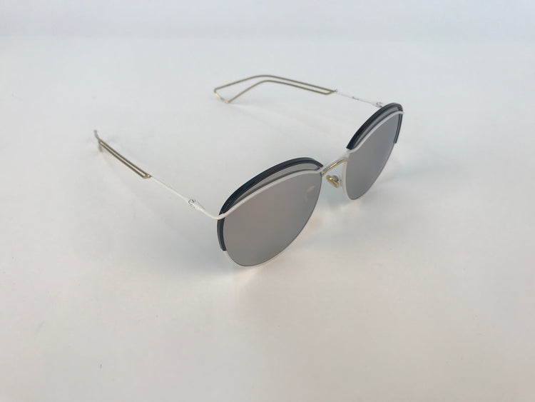 Dior White/Grey Mirrored DiorRound Aviator Sunglasses