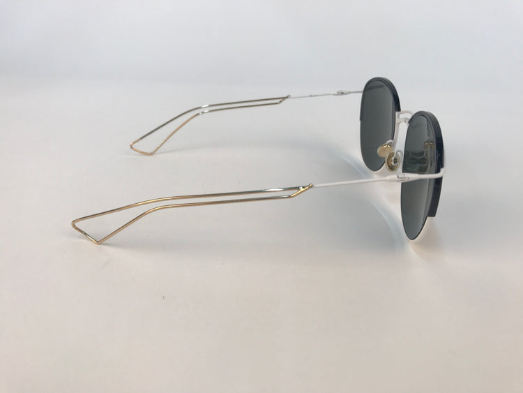 Dior White/Grey Mirrored DiorRound Aviator Sunglasses