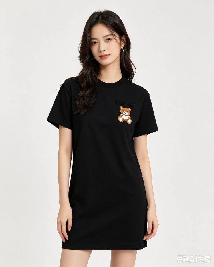 Printed Round Neck Short-Sleeves One-Piece