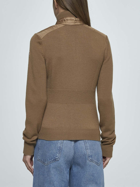 Beige Wool Padded Cardigan