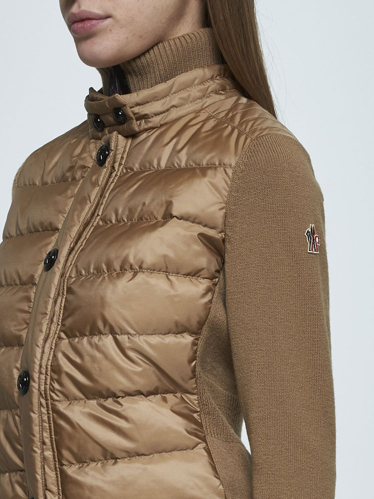 Beige Wool Padded Cardigan