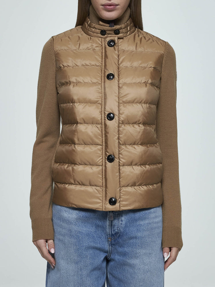 Beige Wool Padded Cardigan