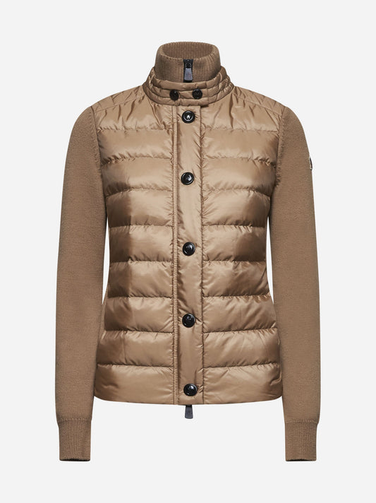 Beige Wool Padded Cardigan