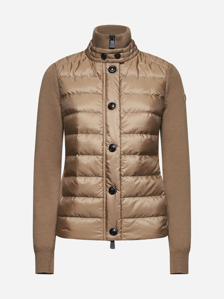 Beige Wool Padded Cardigan