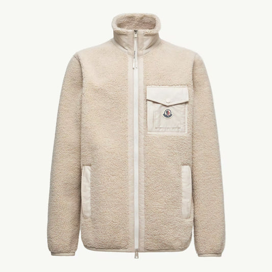 Light Beige Teddy Zip-Up Sweatshirt with Pocket (K20918G00043)
