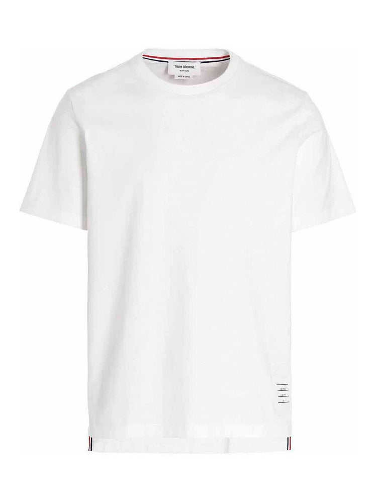 Crewneck t-shirt with a logo patch and short sleeves