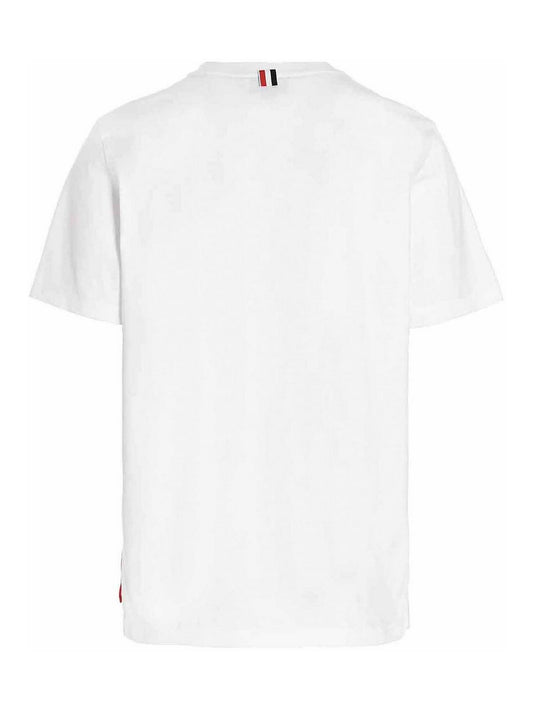 Crewneck t-shirt with a logo patch and short sleeves
