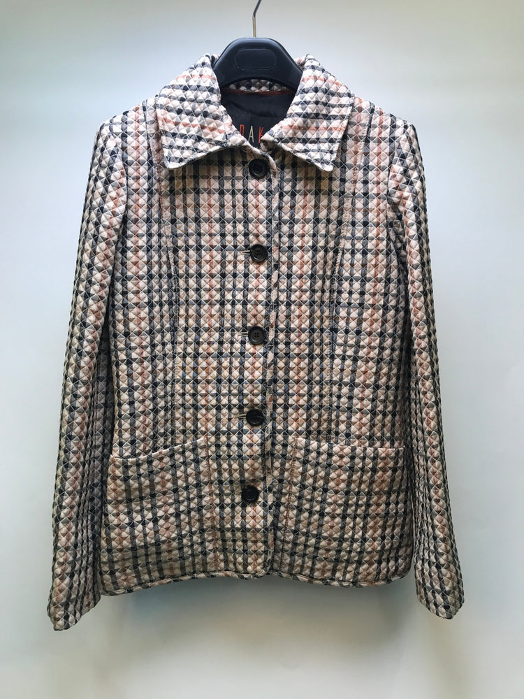 GEO CHECK WOOL SHORT COAT