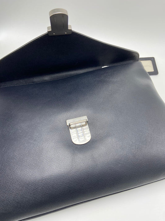 Logo Embossed Leather Briefcase